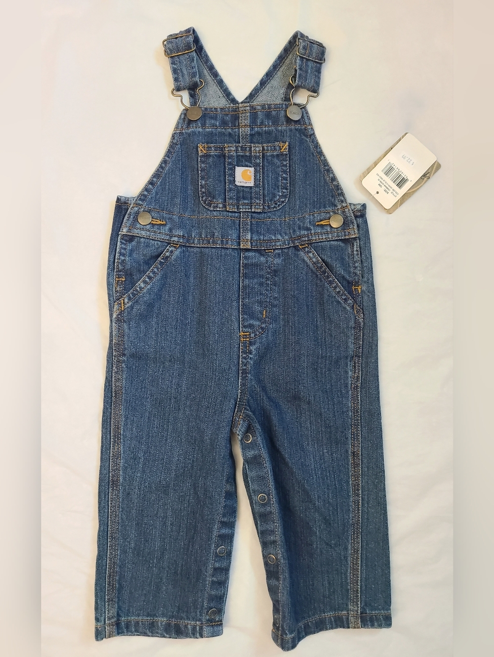 NEW Carhartt Infant Boy's Unisex Denim Bib Overalls- Size 12 Month